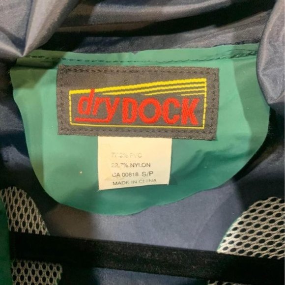 WETSKINS dry dock raincoat. Hooded with brim. Green/navy. Size small (me… - Picture 3 of 10